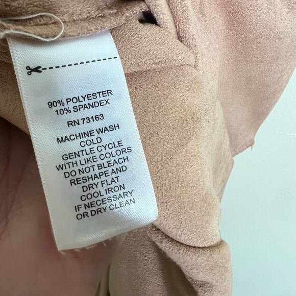 Cupio Pants Medium Pull On Faux Suede High Rise Tapered Ankle Tan Casual New - Picture 9 of 9